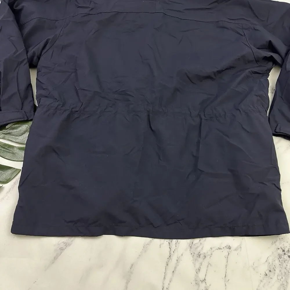 J.Crew Mens Vintage 90s Windbreaker Jacket Size XL Navy Blue Hooded Oarsman